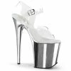 Pleaser Shoes By Pleaser USA FLAMINGO-808 Pleaser Shoes Silver Chrome Exotic Dancer Shoe