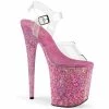 Pleaser Shoes By Pleaser USA 8 Inch Heels FLAMINGO-808CF Pleaser Shoes Pink Confetti Platform Exotic Dancer Shoes