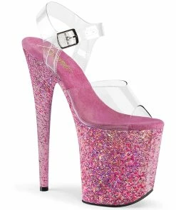 Pleaser Shoes By Pleaser USA 8 Inch Heels FLAMINGO-808CF Pleaser Shoes Pink Confetti Platform Exotic Dancer Shoes