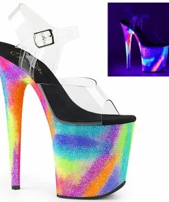 Pleaser Shoes By Pleaser USA 8 Inch Heels FLAMINGO-808GXY Pleaser Shoes Glow Under Blacklight Exotic Dancer Shoes