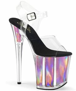 Pleaser Shoes By Pleaser USA FLAMINGO-808HGI Pleaser Shoe Pink Hologram Exotic Dancer Shoe