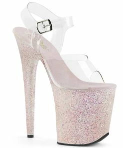Pleaser Shoes By Pleaser USA FLAMINGO-808LG Pleaser Shoes Opal Glitter Stripper Shoe 8 Inch Heels
