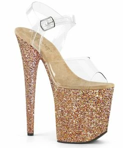 Pleaser Shoes By Pleaser USA FLAMINGO-808LG Pleaser Shoe Rose Gold Pole Dancing Shoes