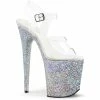 Pleaser Shoes By Pleaser USA 8 Inch Heels FLAMINGO-808LG Pleaser Shoes Silver High Heel Stripper Shoes