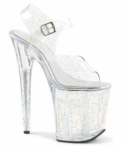 Pleaser Shoes By Pleaser USA FLAMINGO-808MMG Pleaser Shoes Clear Exotic Dancer Shoes 8 Inch Heels