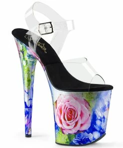 Pleaser Shoes By Pleaser USA FLAMINGO-808MRP Pleaser Shoes Metallic Rose Platform Exotic Dancer Shoe 8 Inch Heels