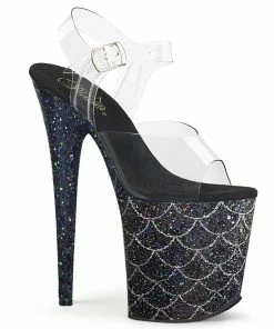 Pleaser Shoes By Pleaser USA FLAMINGO-808MSLG Pleaser Shoes Mermaid Scale Stripper Shoes 8 Inch Heels