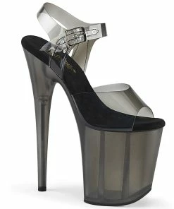 Pleaser Shoes By Pleaser USA FLAMINGO-808N-T Pleaser Shoes Black Tinted 8 Inch Heel Stripper Sandal 8 Inch Heels
