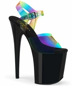 Pleaser Shoes By Pleaser USA FLAMINGO-808RB Pleaser Shoe Rainbow Upper Platform Exotic Dancer Shoes 8 Inch Heels