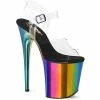 Pleaser Shoes By Pleaser USA 8 Inch Heels FLAMINGO-808RC Pleaser Shoes Chrome Rainbow Exotic Dancer Shoes