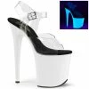 Pleaser Shoes By Pleaser USA FLAMINGO-808UV Pleaser Shoes UV Reactive Stripper Shoes 8 Inch Heels