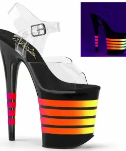 Pleaser Shoes By Pleaser USA FLAMINGO-808UVLN Pleaser Shoes UV Reactive Exotic Dancer Shoes 8 Inch Heels