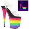 Pleaser Shoes By Pleaser USA 8 Inch Heels FLAMINGO-808UVRB Pleaser Shoes Clearance UV Reactive Stripper Shoe