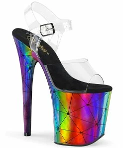 Pleaser Shoes By Pleaser USA FLAMINGO-808WR Pleaser Shoes Rainbow Clearance Platform Stripper Shoes 8 Inch Heels
