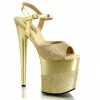 Pleaser Shoes By Pleaser USA 8 Inch Heels FLAMINGO-809-2G Pleaser Shoes Gold Glitter Platform Exotic Dancer Shoes