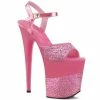Pleaser Shoes By Pleaser USA 8 Inch Heels FLAMINGO-809-2G Pleaser Shoes Glittery Pink Platform Exotic Dancer Shoe