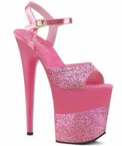 Pleaser Shoes By Pleaser USA 8 Inch Heels FLAMINGO-809-2G Pleaser Shoes Glittery Pink Platform Exotic Dancer Shoe