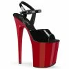 Pleaser Shoes By Pleaser USA FLAMINGO-809 Pleaser Shoes Red Platform Black Patent Exotic Dancer Shoe 8 Inch Heels