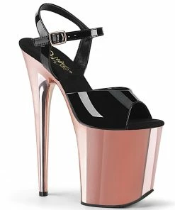 Pleaser Shoes By Pleaser USA 8 Inch Heels FLAMINGO-809 Pleaser Shoes Rose Gold Chrome Exotic Dancer Shoe