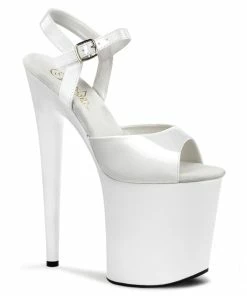Pleaser Shoes By Pleaser USA 8 Inch Heels FLAMINGO-809 Pleaser Shoes White Patent Platform Exotic Dancer Shoes