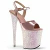 Pleaser Shoes By Pleaser USA FLAMINGO-809LG Rose Gold Upper Opal Glitter Platform 8 Inch Heels