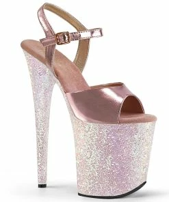 Pleaser Shoes By Pleaser USA FLAMINGO-809LG Rose Gold Upper Opal Glitter Platform 8 Inch Heels