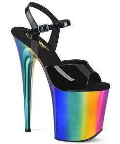 Pleaser Shoes By Pleaser USA FLAMINGO-809RC Pleaser Shoes Rainbow Chrome Exotic Dancer Shoe