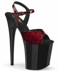 Pleaser Shoes By Pleaser USA FLAMINGO-809SP Pleaser Shoes Red Snake Print Exotic Dancer Shoe