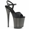 Pleaser Shoes By Pleaser USA FLAMINGO-809T Pleaser Shoes Black Faux Leather Platform Exotic Dancer Shoe 8 Inch Heels