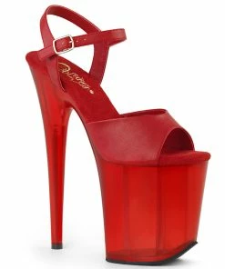 Pleaser Shoes By Pleaser USA FLAMINGO-809T Pleaser Shoes Clearance Red 8 Inch Exotic Dancer Shoe 8 Inch Heels