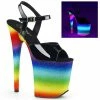 Pleaser Shoes By Pleaser USA 8 Inch Heels FLAMINGO-809WR Pleaser Shoes Rainbow Print Stripper Shoe