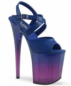 Pleaser Shoes By Pleaser USA 8 Inch Heels FLAMINGO-822T Pleaser Shoes Blue Tinted 8 Inch Exotic Dancer Sandal