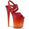 Pleaser Shoes By Pleaser USA FLAMINGO-822T Pleaser Shoes Red Ombre Tinted 8 Inch Exotic Dancer Shoes 8 Inch Heels