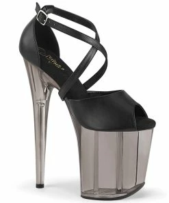 Pleaser Shoes By Pleaser USA FLAMINGO-840T Pleaser Shoes Smoke Tinted 8 Inch Heel Exotic Dancer Sandal 8 Inch Heels
