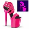 Pleaser Shoes By Pleaser USA 8 Inch Heels FLAMINGO-869UV Pleaser Shoes Neon Pink Exotic Dancer Shoes