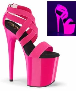 Pleaser Shoes By Pleaser USA 8 Inch Heels FLAMINGO-869UV Pleaser Shoes Neon Pink Exotic Dancer Shoes