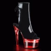 Pleaser Shoes By Pleaser USA FLASHDANCE-1018-7 Black Patent Light Up Stripper Boot Booties And Ankle High Boots