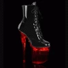 Pleaser Shoes By Pleaser USA FLASHDANCE-1020-8 Pleaser Shoes Black Patent Light Up Exotic Dancer Boots