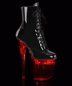 Pleaser Shoes By Pleaser USA FLASHDANCE-1020-8 Pleaser Shoes Black Patent Light Up Exotic Dancer Boots