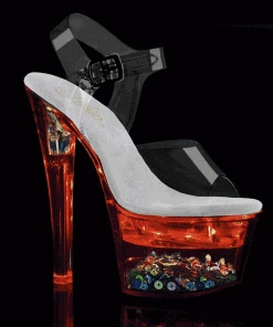 Pleaser Shoes By Pleaser USA 7 Inch Heels FLASHDANCE-708SQ Platform LED Light Up Sequin Stripper Soes