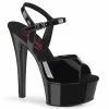 Pleaser Shoes By Pleaser USA GLEAM-609 Pleaser Shoes Black Patent Platform Sandal 6 Inch Heels