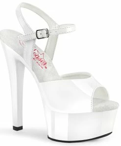 Pleaser Shoes By Pleaser USA GLEAM-609 Pleaser Shoes White Comfort Pole Dancing Class 6 Inch Heels