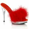 Fabulicious Shoes By Pleaser USA Sexy Sandals GLORY-501F-8 Pleaser Shoes Red Marabou Valentine's Day Shoe