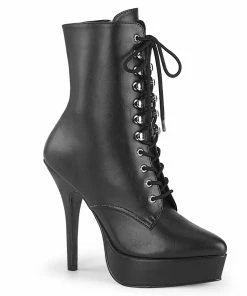 INDULGE-1020 Devious Shoes Black Faux Leather Boots