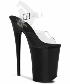 Pleaser Shoes By Pleaser USA INFINITY-908 Pleaser Shoes Clear Upper Black Platform Shoe