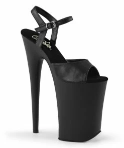 Pleaser Shoes By Pleaser USA INFINITY-909 Pleaser Shoes Black Faux Leather 9 Inch Heels