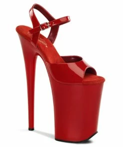 Pleaser Shoes By Pleaser USA INFINITY-909 Pleaser Shoe Red Patent Extreme Heels