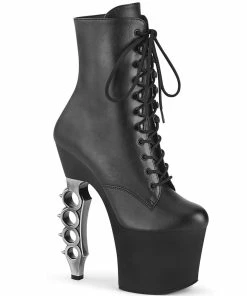 Pleaser Shoes By Pleaser USA Booties And Ankle High Boots IRONGRIP-1020 Pleaser Shoes Brass Knuckle Heel Stripper Boot
