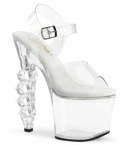 Pleaser Shoes By Pleaser USA 7 Inch Heels IRONGRIP-708 Pleaser Shoes Clear Platform Stripper Shoe