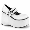Demonia Shoes Women's Demonia Footwear KERA-08 White Vegan Demonia Gothic Maryjane